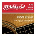 Струны для акустической гитары D'ADDARIO EJ12 80/20 Bronze Medium