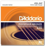 Струни для акустичної гітари D'ADDARIO EJ15 Phosphor Bronze Extra Light